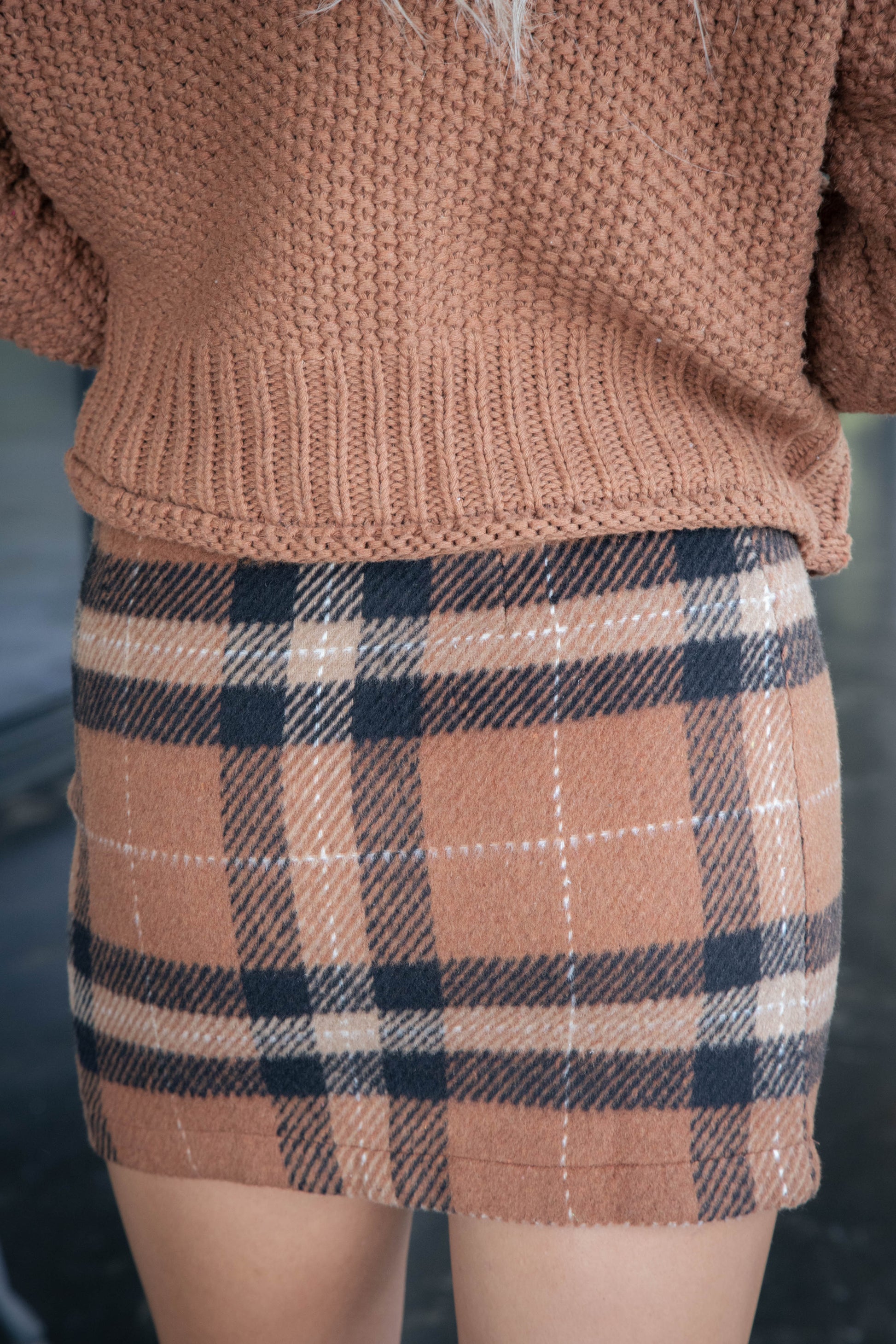  Jemma Plaid Mini Skirt, Brown
