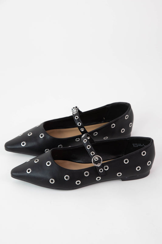 Wise Mary Jane Flats, Black