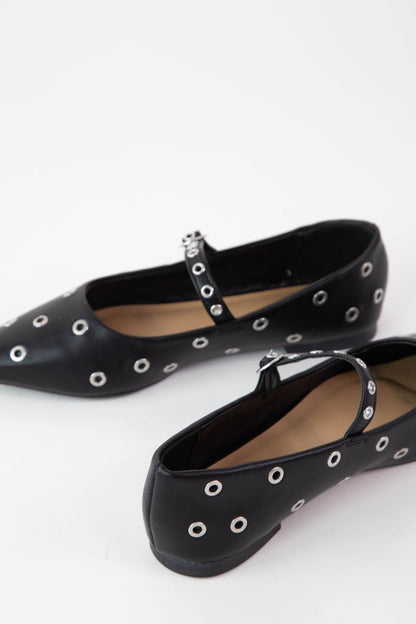  Wise Mary Jane Flats, Black
