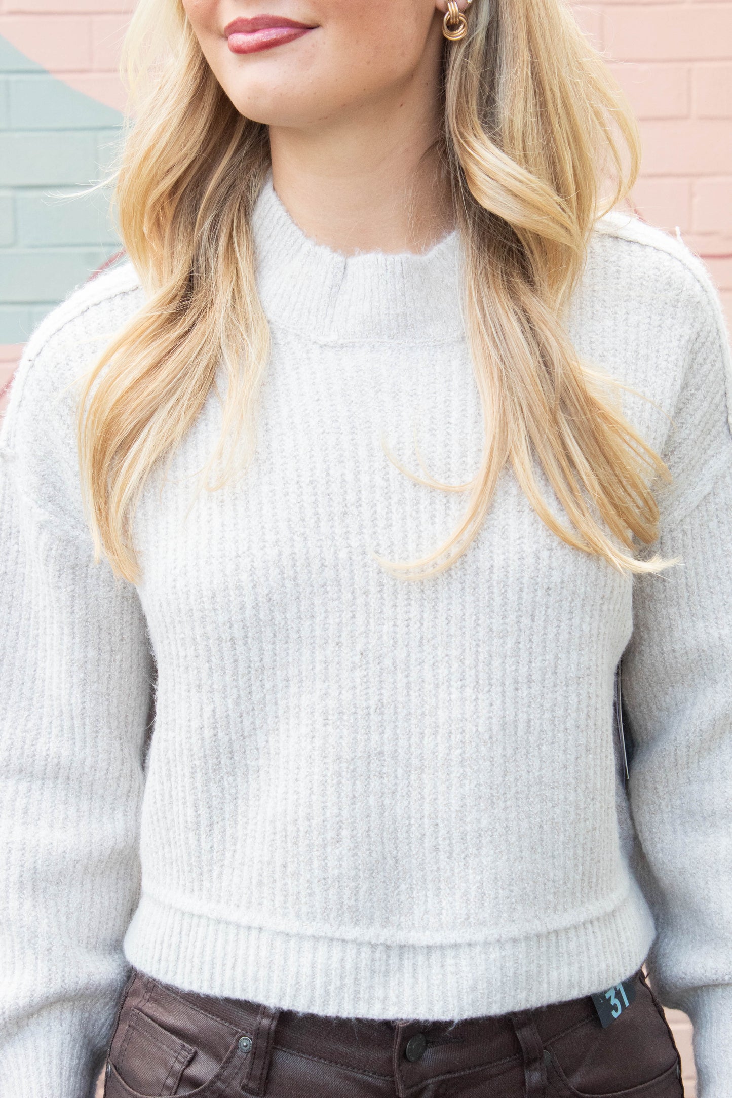  Sumire Crewneck Pullover Sweater, Natural Mix | RD Style
