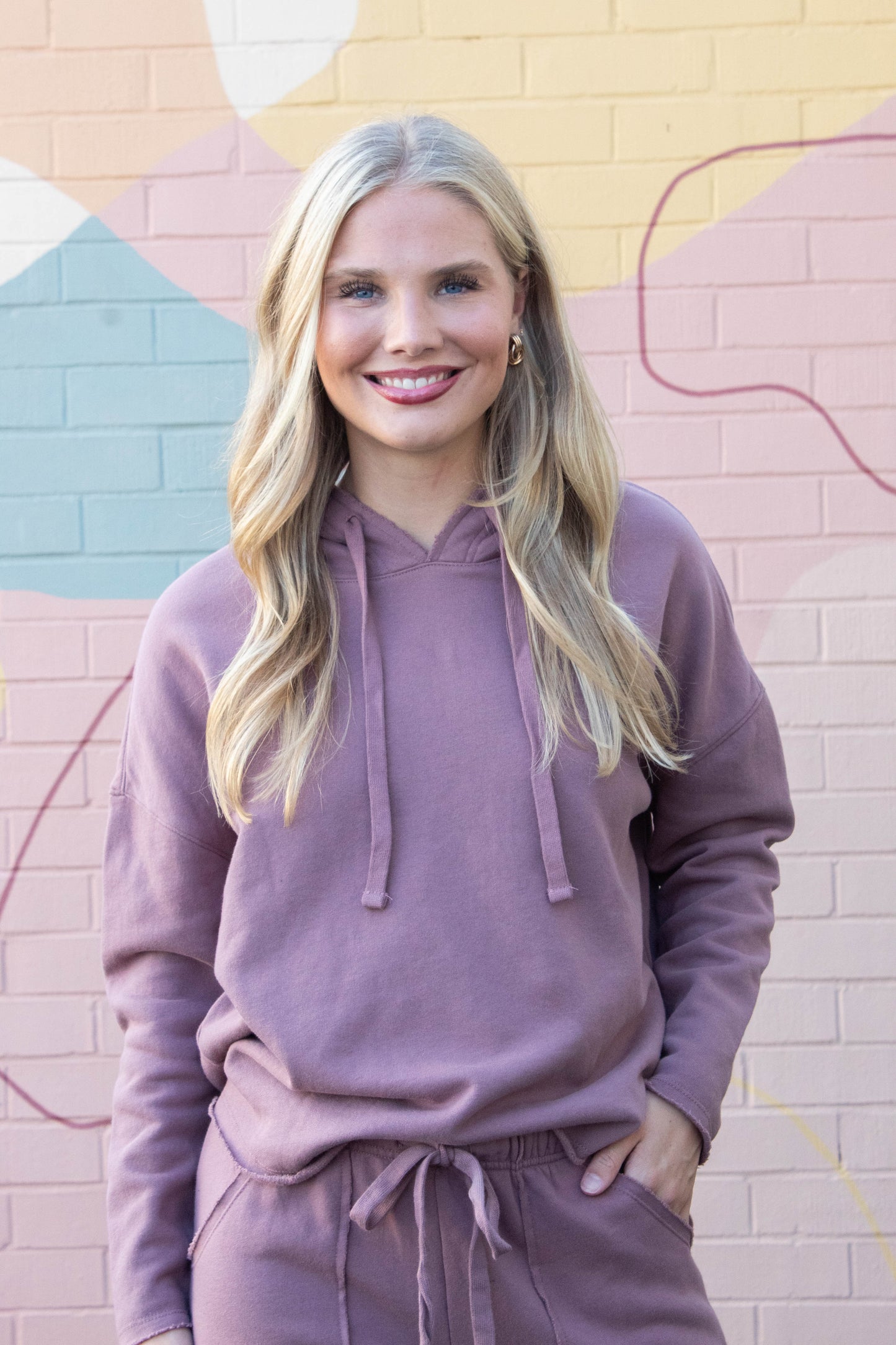  Myla Everyday Raw Edge Hoodie, Rose Taupe