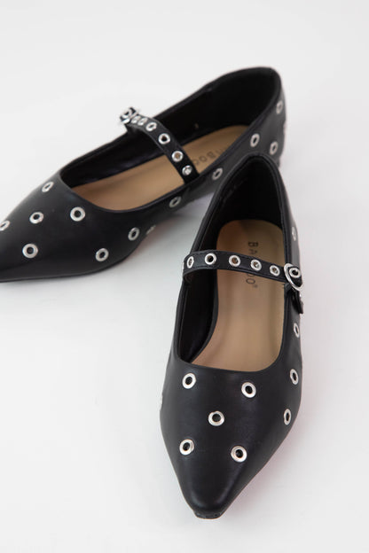  Wise Mary Jane Flats, Black