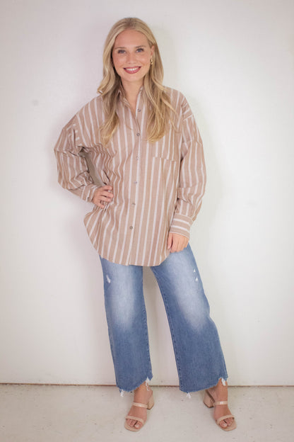  Cordelia Striped Shirt, Brown