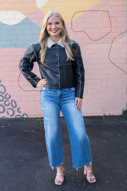  Tilia Faux Leather Coat, Black | Steve Madden