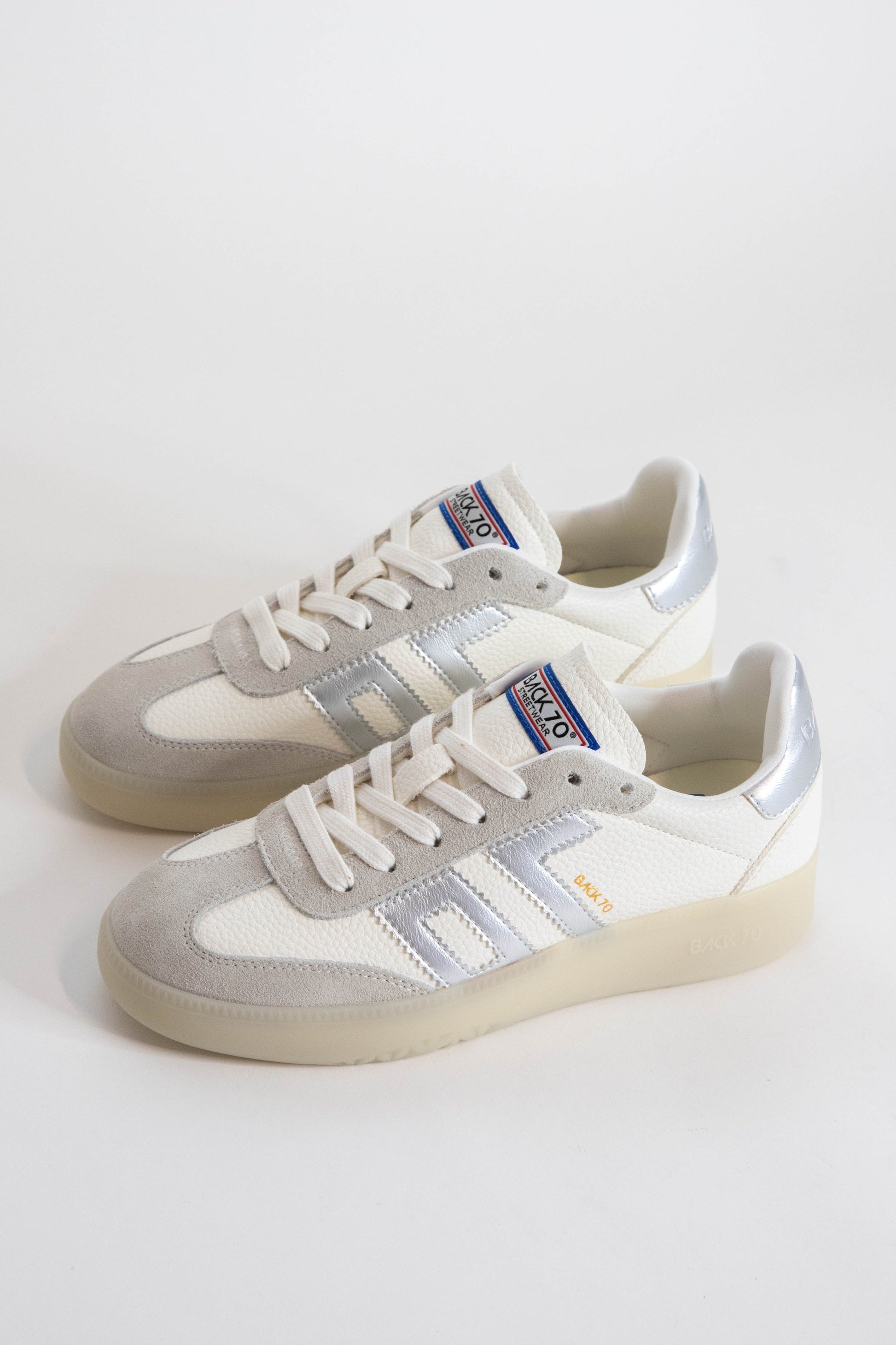  Boston Suede & Leather Sneaker, Metallic Silver | Back 70