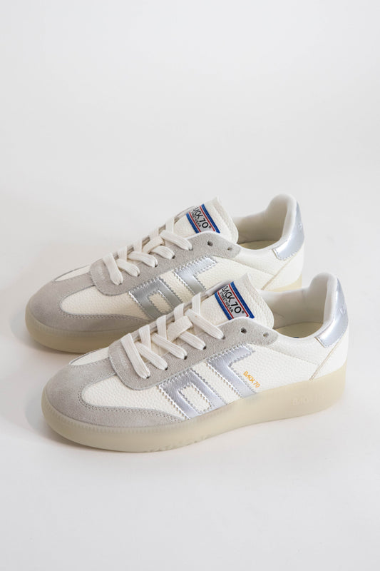  Boston Suede & Leather Sneaker, Metallic Silver | Back 70