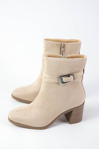  Timmy Wrapped Buckle Dress Bootie, Pale Camel