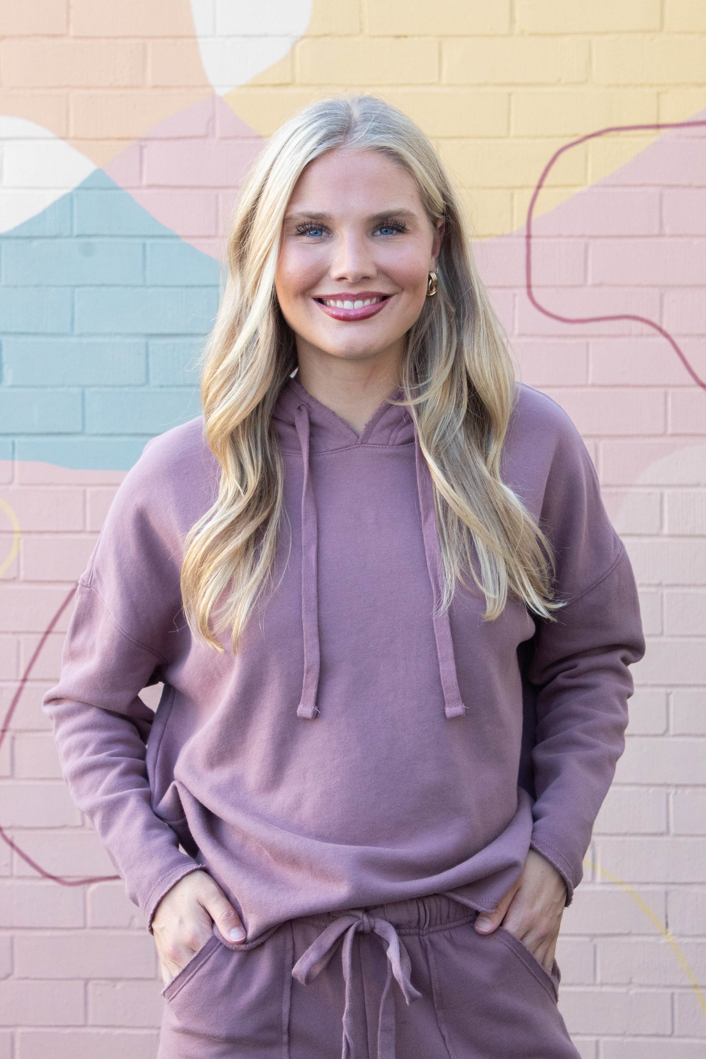  Myla Everyday Raw Edge Hoodie, Rose Taupe