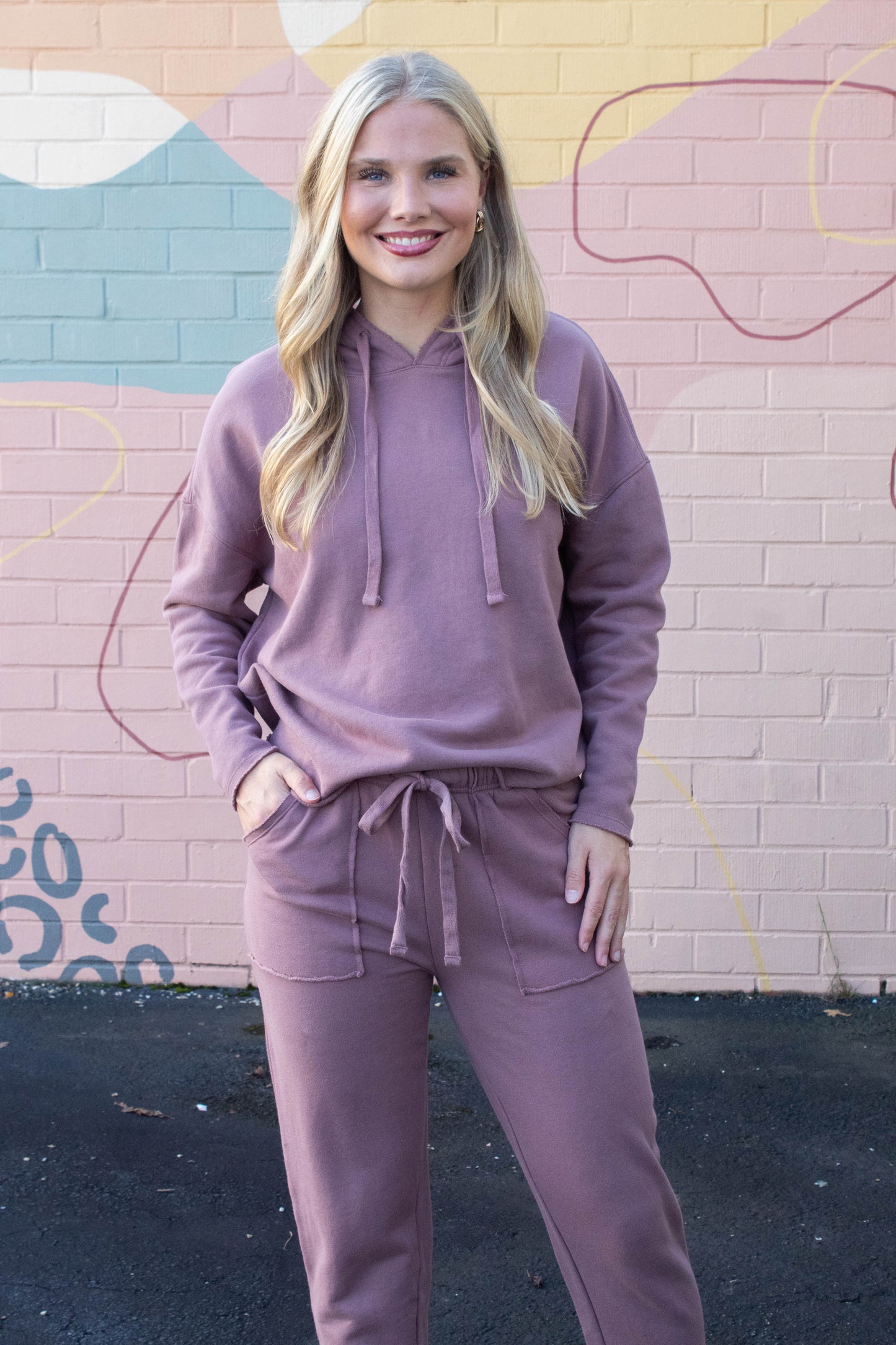  Myla Everyday Raw Edge Hoodie, Rose Taupe
