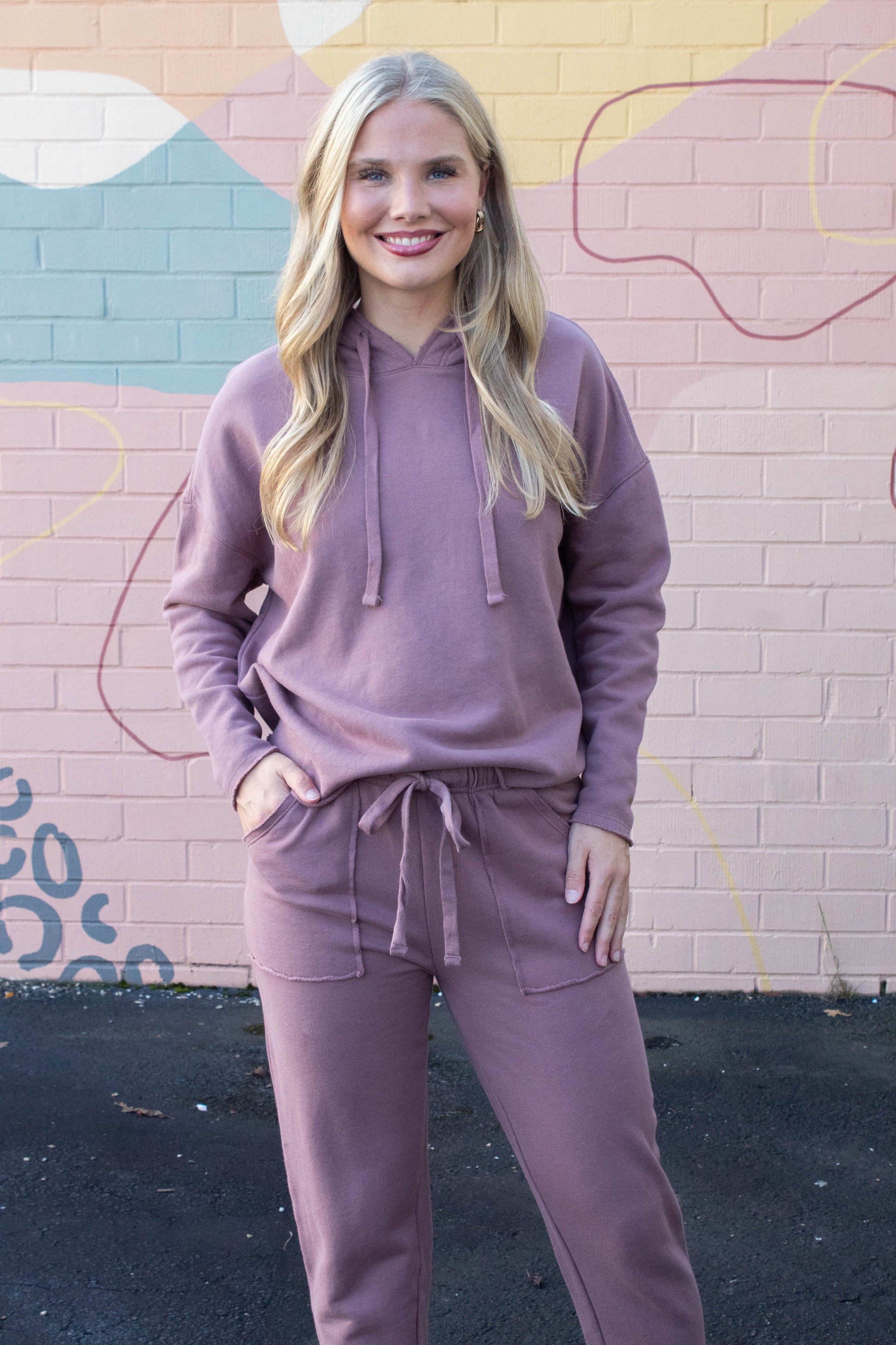  Myla Everyday Raw Edge Hoodie, Rose Taupe