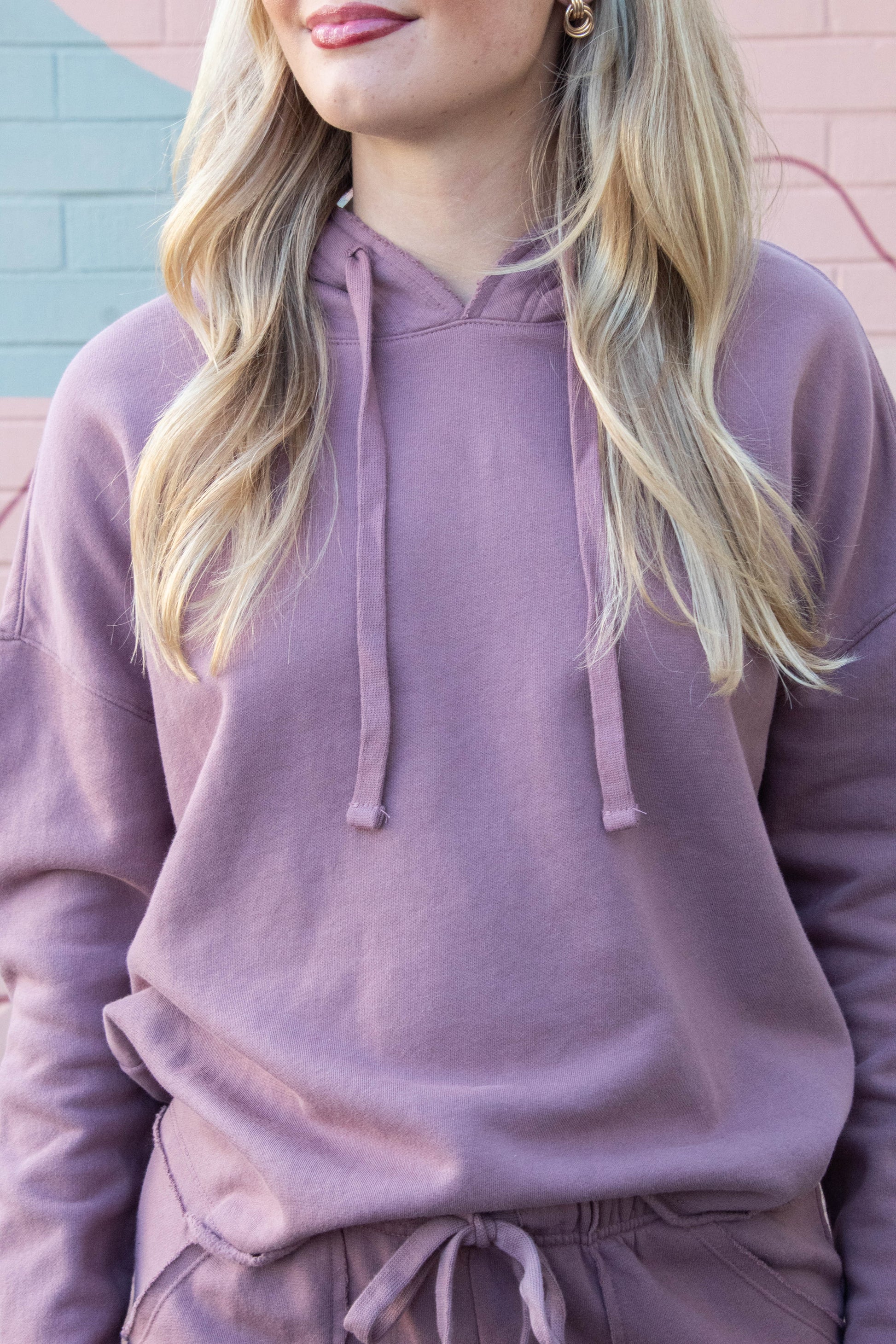  Myla Everyday Raw Edge Hoodie, Rose Taupe