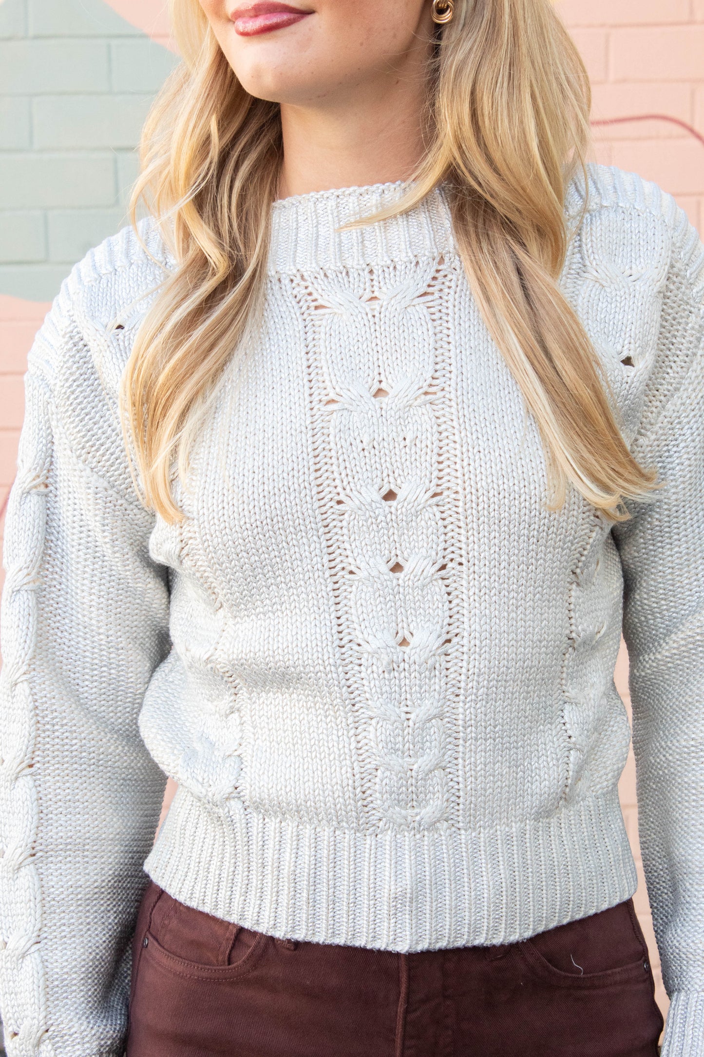  Debbi Cable Knit Sweater, Antique | Steve Madden