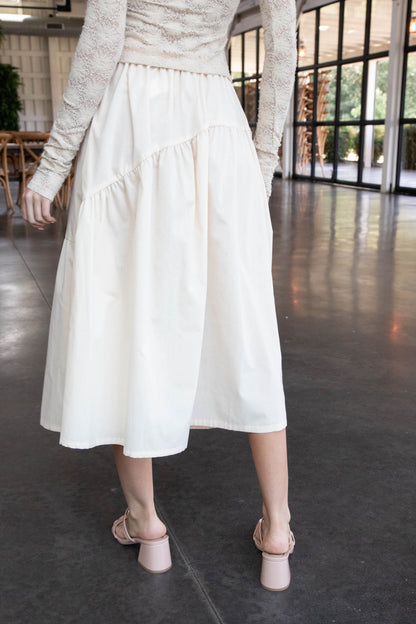  Emory Poplin Midi Skirt, Natural