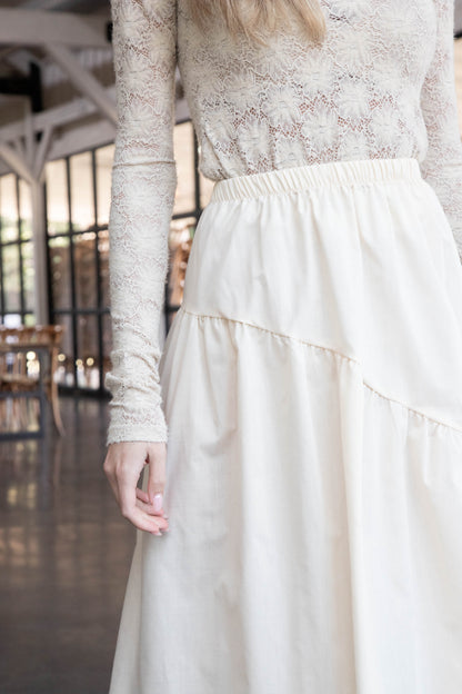 Emory Poplin Midi Skirt, Natural
