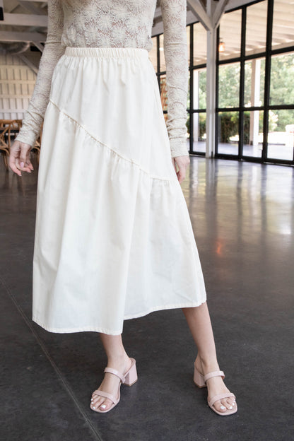  Emory Poplin Midi Skirt, Natural