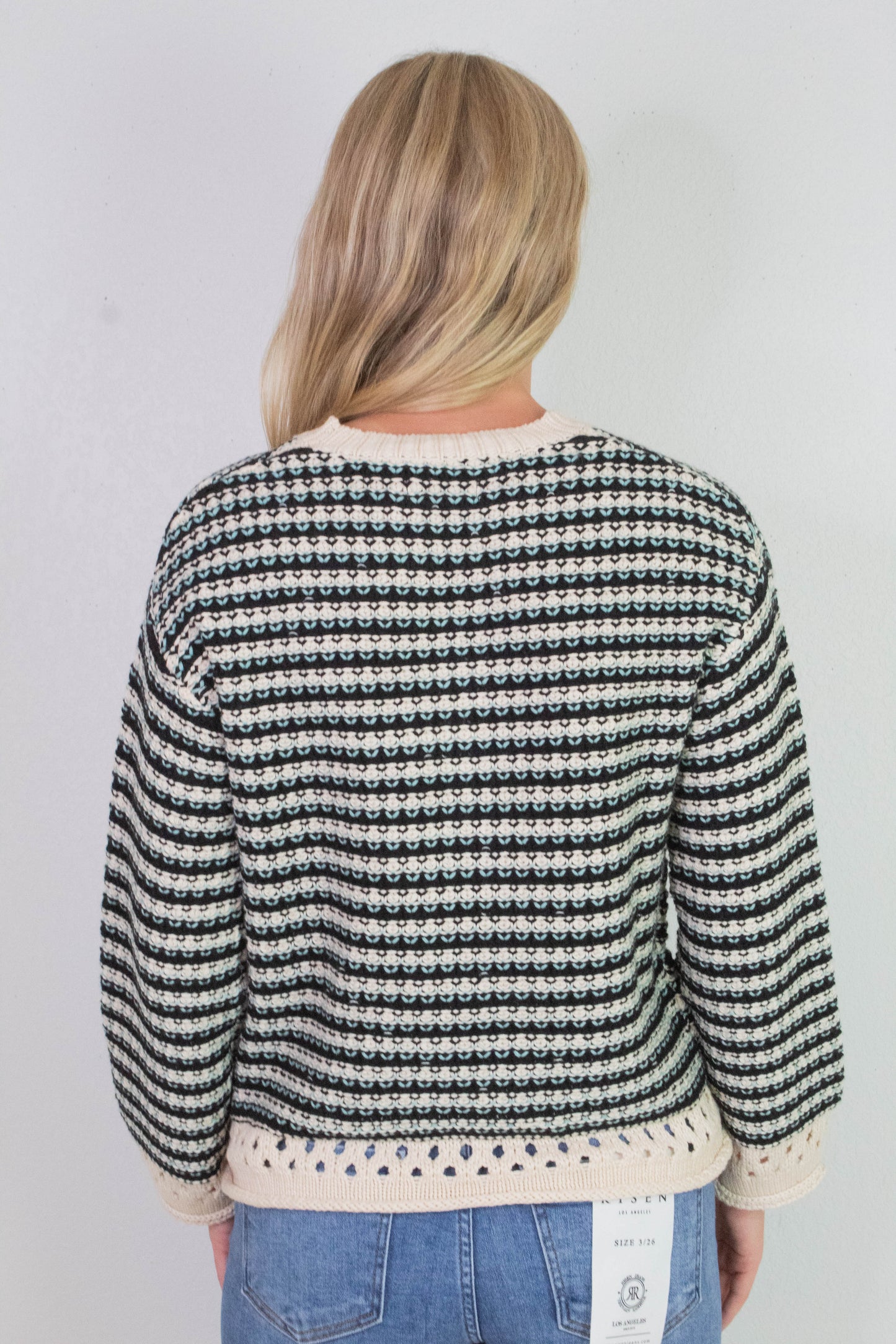 Samantha Contrast Trim Sweater, Black Multi | Sadie & Sage