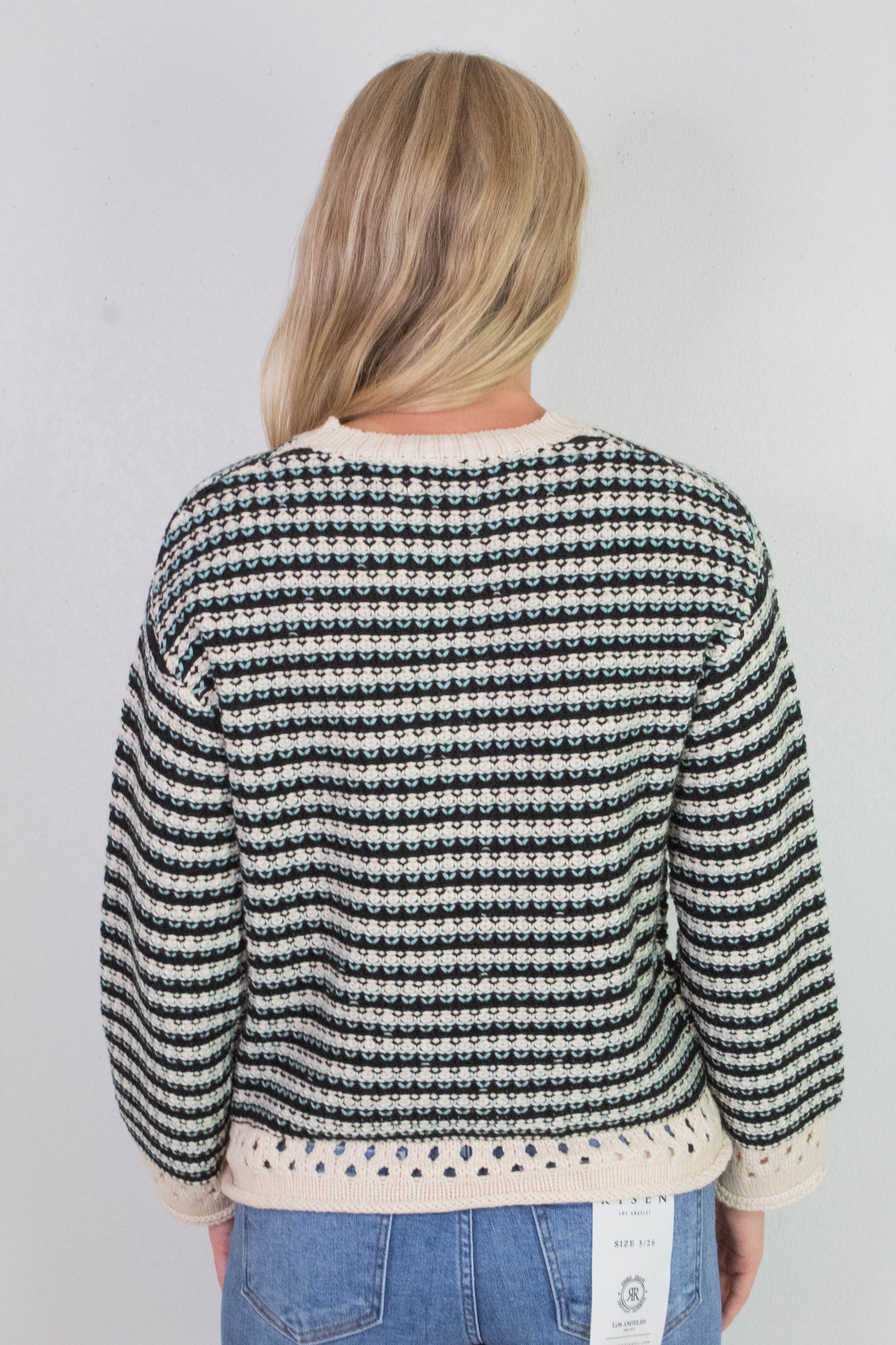  Samantha Contrast Trim Sweater, Black Multi | Sadie & Sage