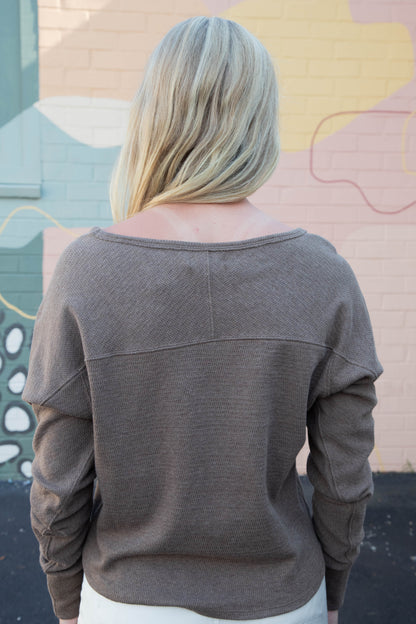  Jess Boat Neck Top, Coco Brown Heather | Free People