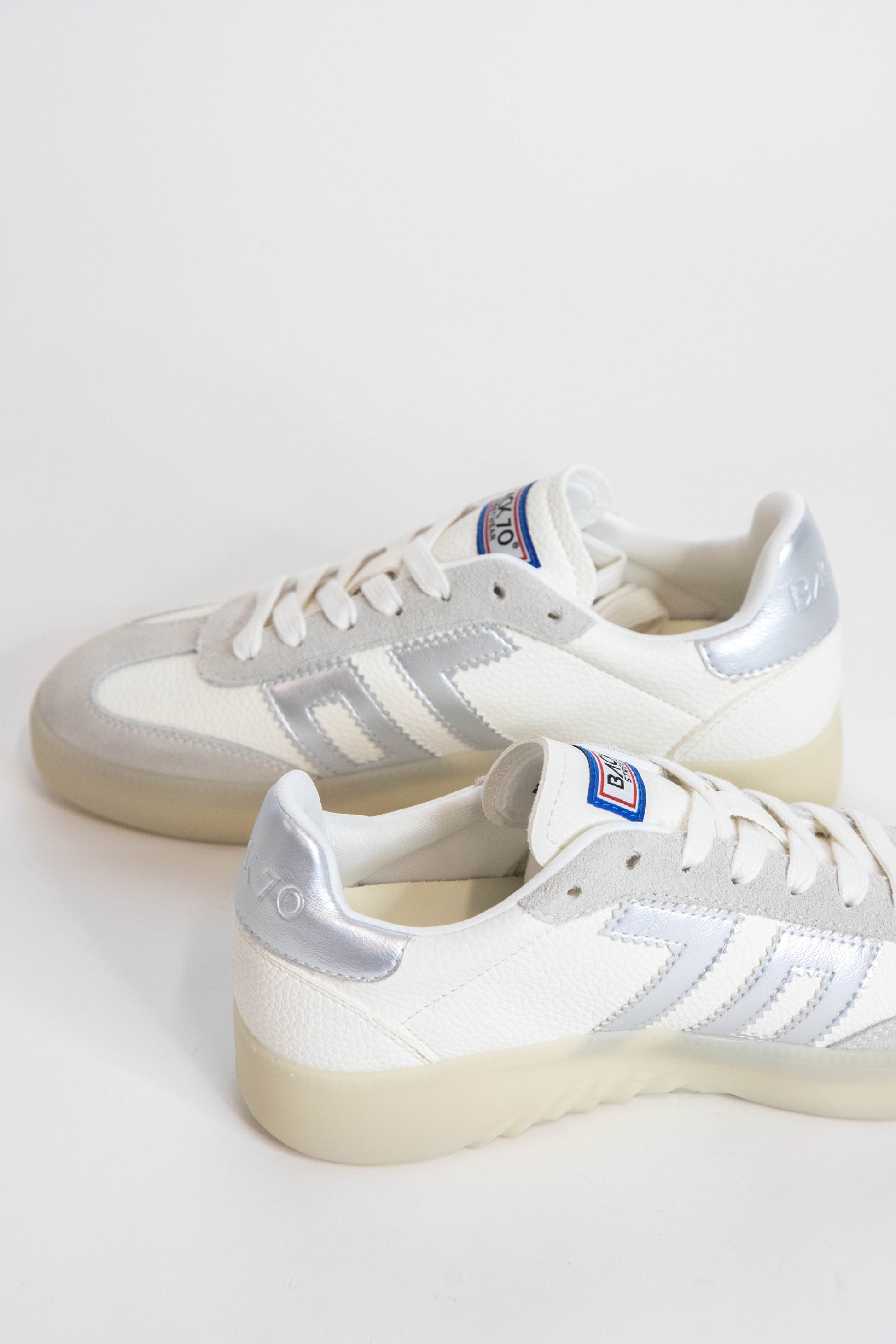  Boston Suede & Leather Sneaker, Metallic Silver | Back 70