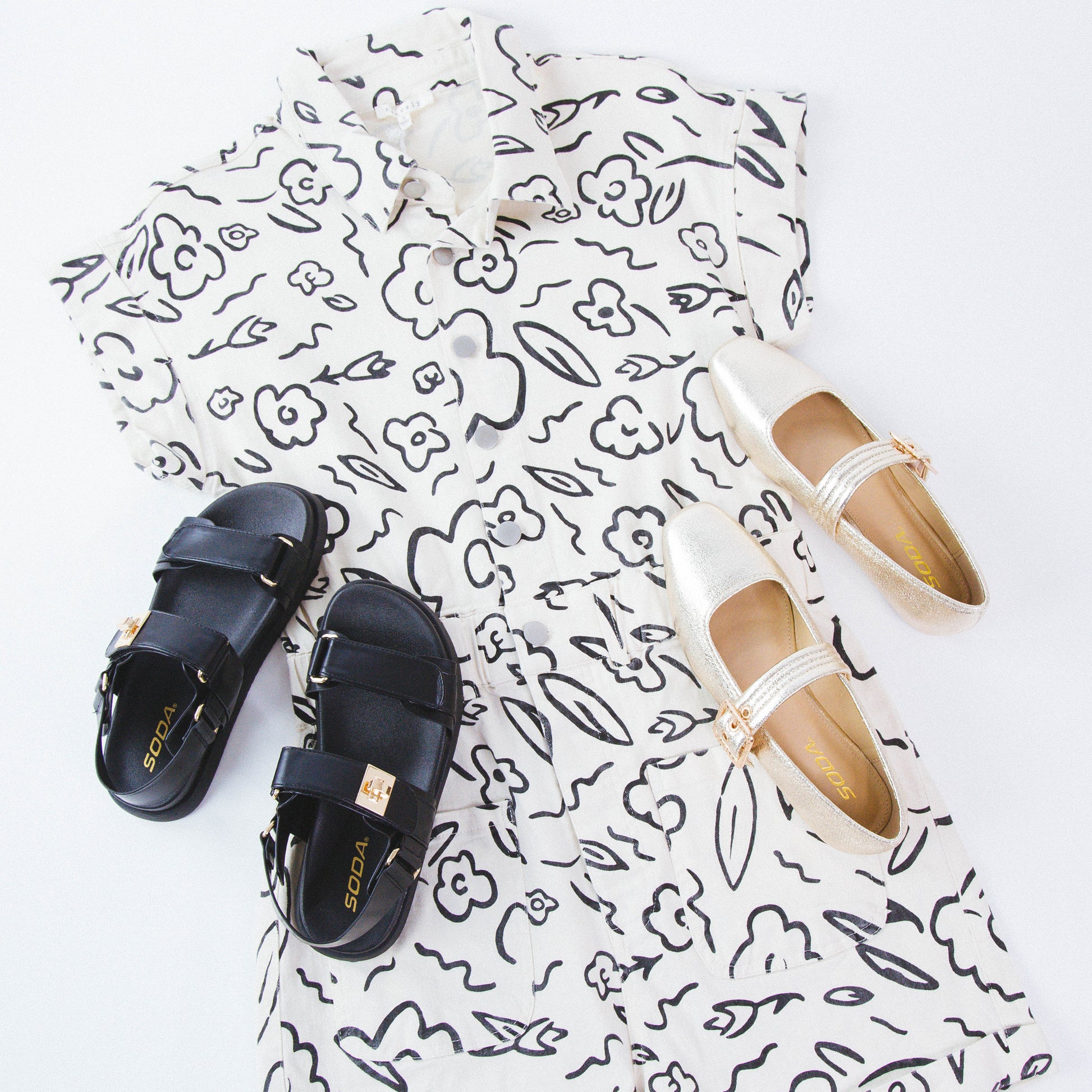  Cobber Flatform Sandal, Black PU