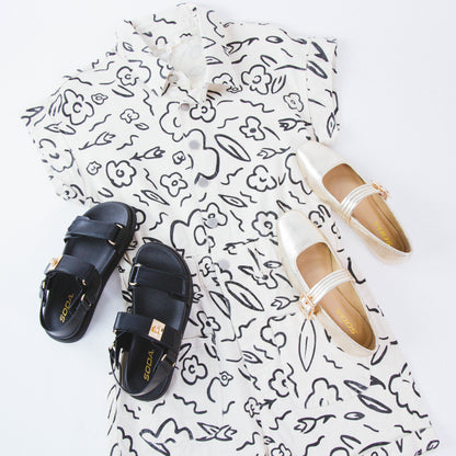 Cobber Flatform Sandal, Black PU
