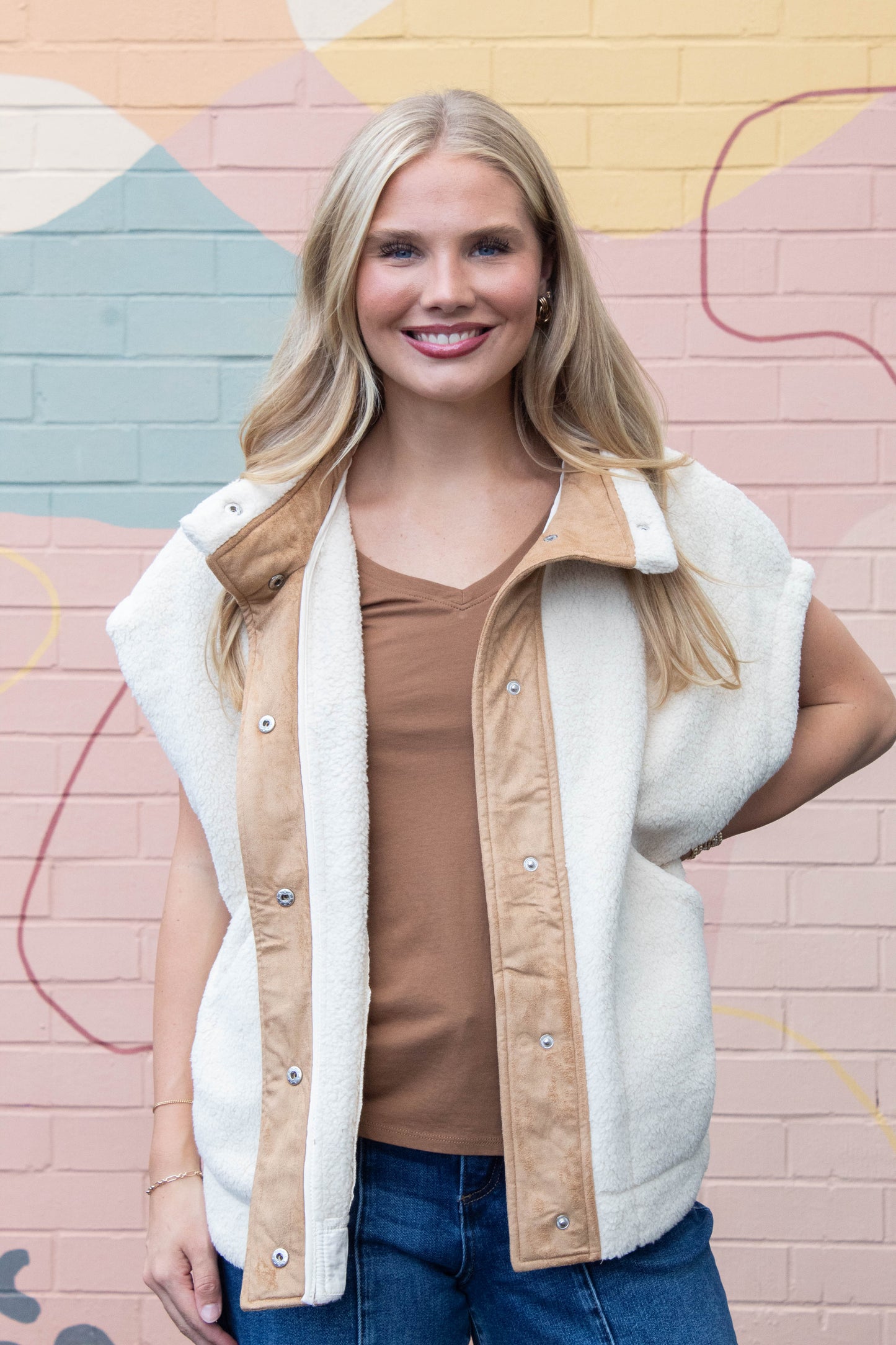 Be Cool Tatum Cotton Jersey V-Neck Tee, Bronze Brown