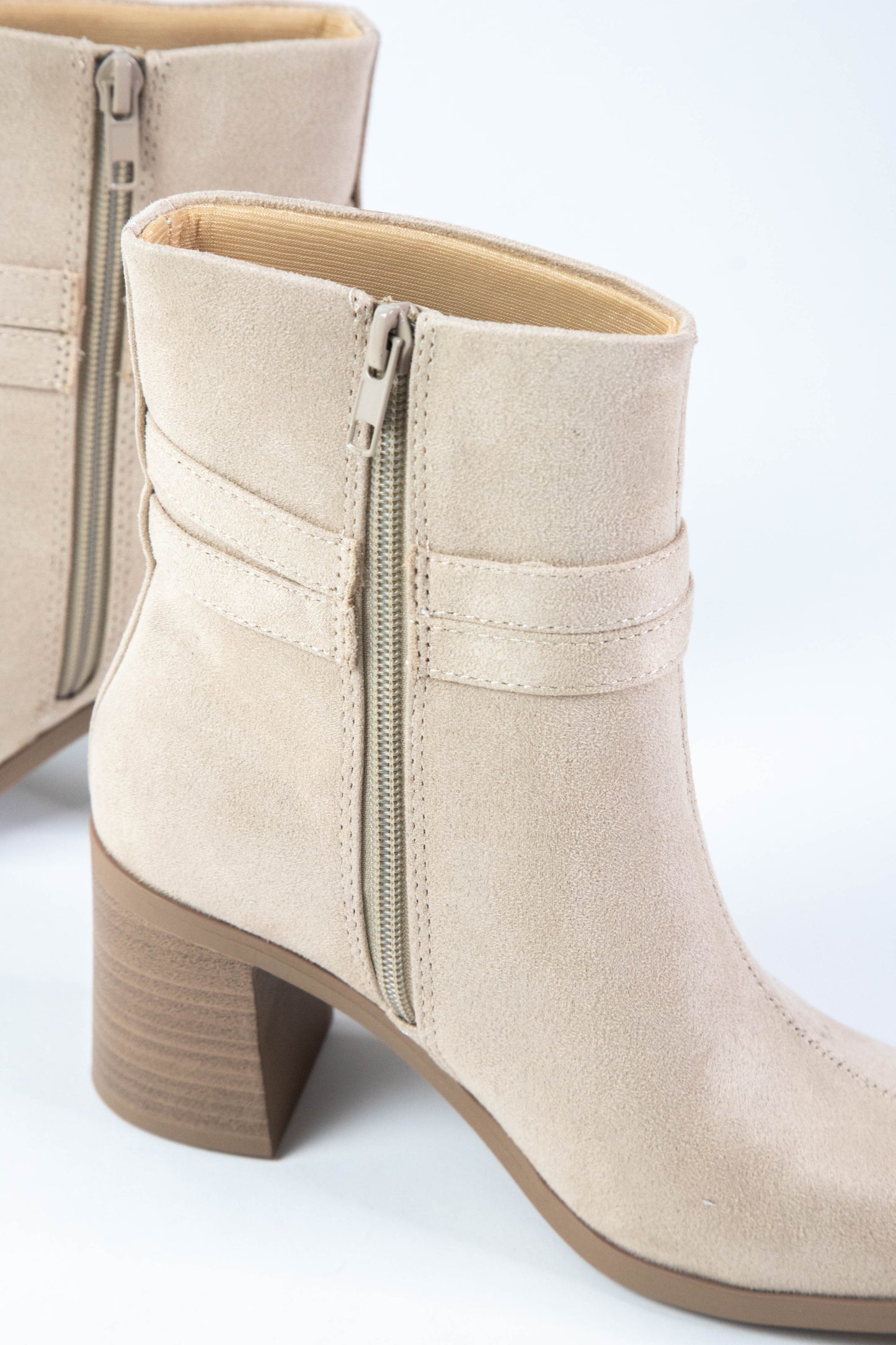  Timmy Wrapped Buckle Dress Bootie, Pale Camel