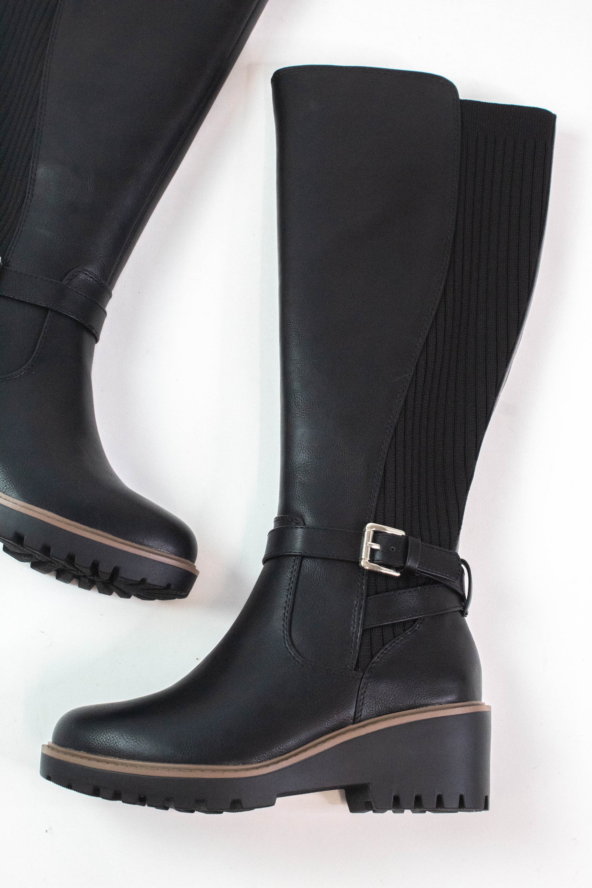 Zone Tall Knit Back Boot, Black