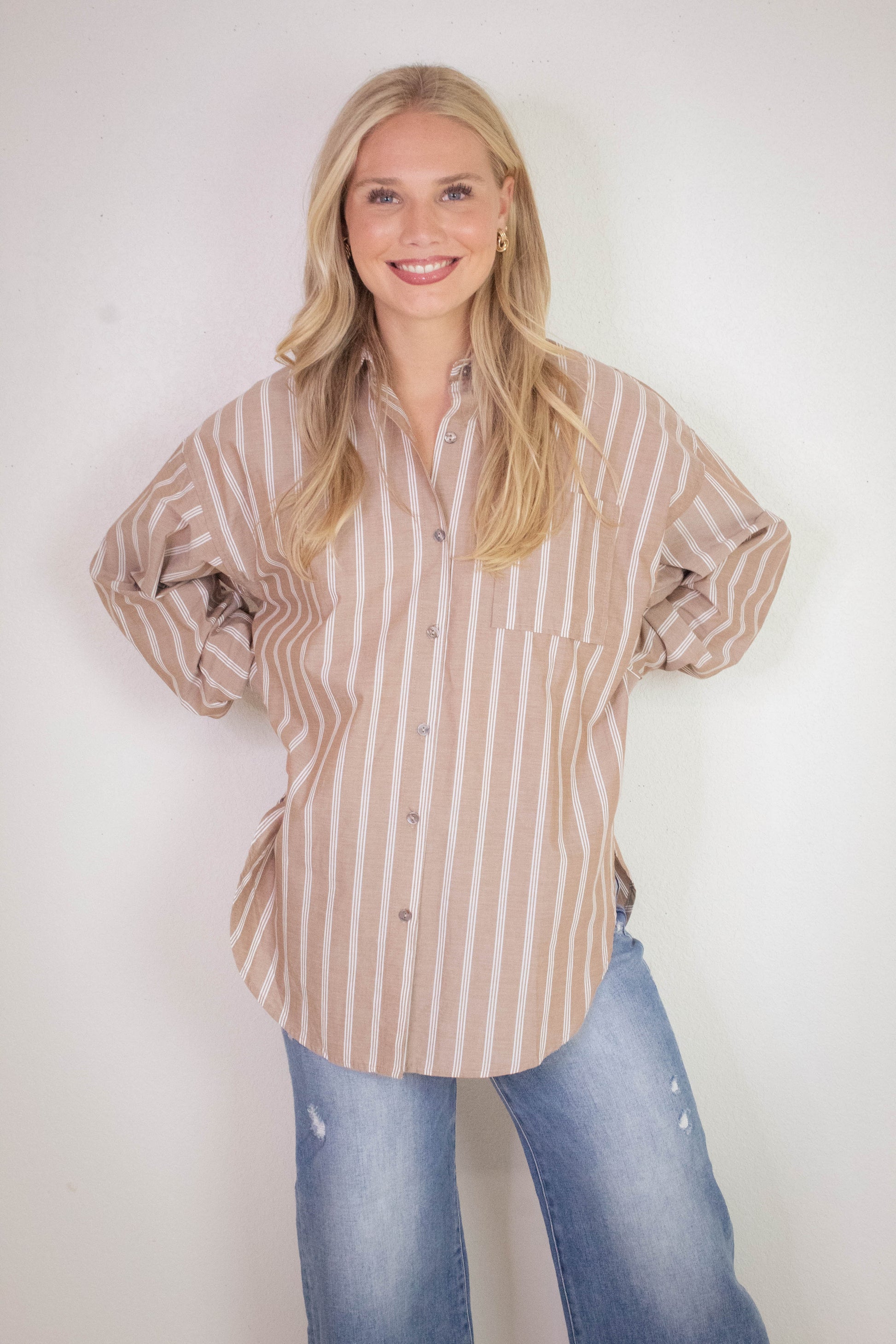  Cordelia Striped Shirt, Brown