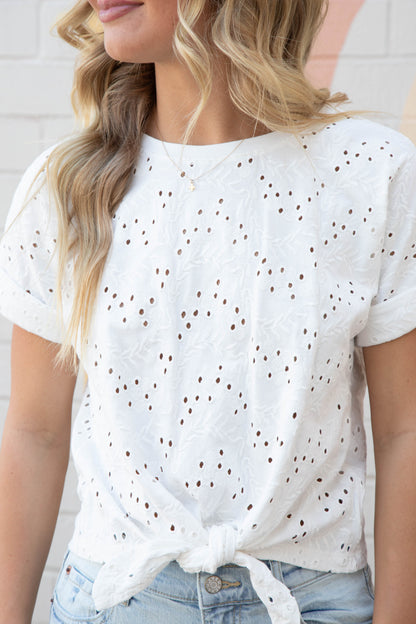  All Day Eyelet Tee, Bleached White | Sanctuary
