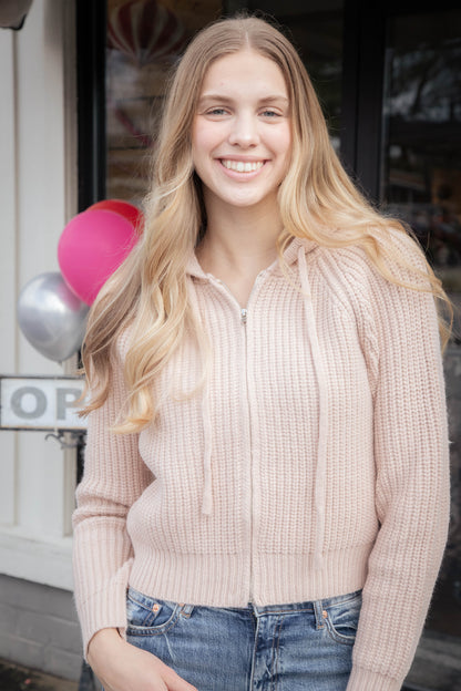  Repair Zip Up Knit Sweater, Blush | Sadie & Sage