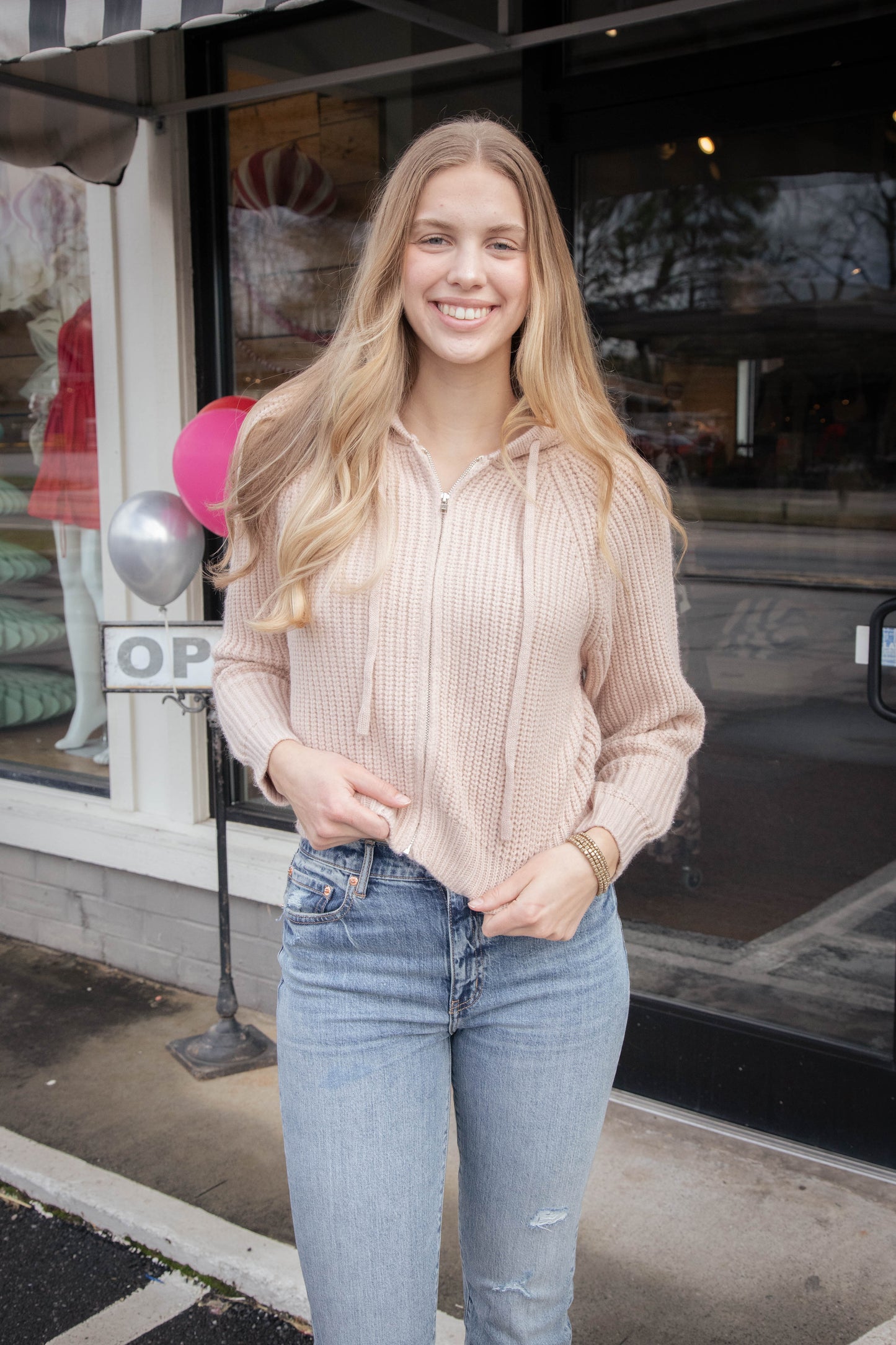  Repair Zip Up Knit Sweater, Blush | Sadie & Sage