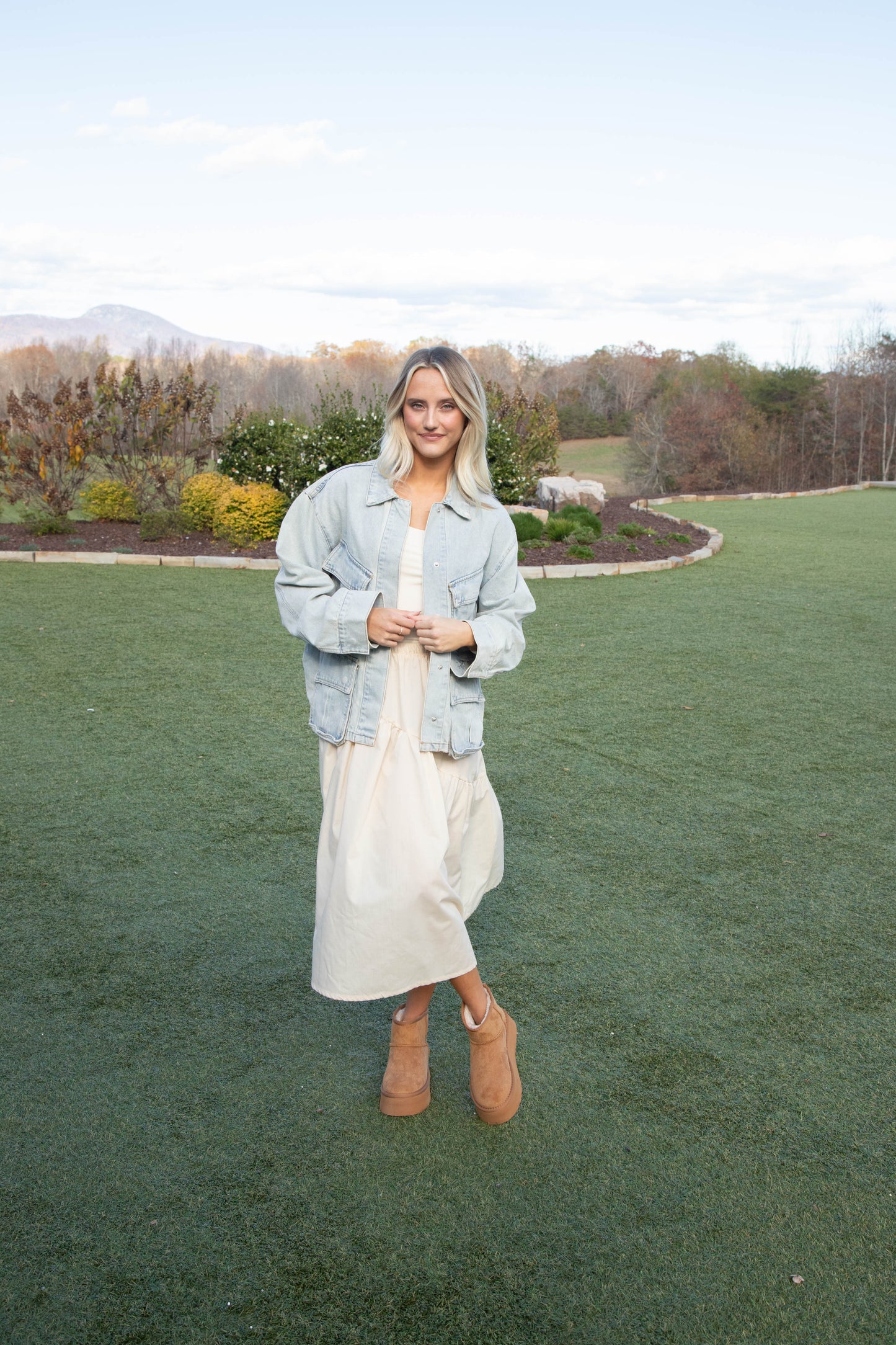  Emory Poplin Midi Skirt, Natural