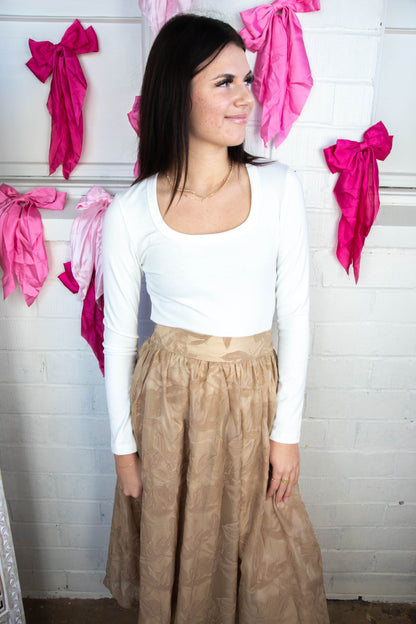  Clarice Velvet Organza Skirt, Taupe