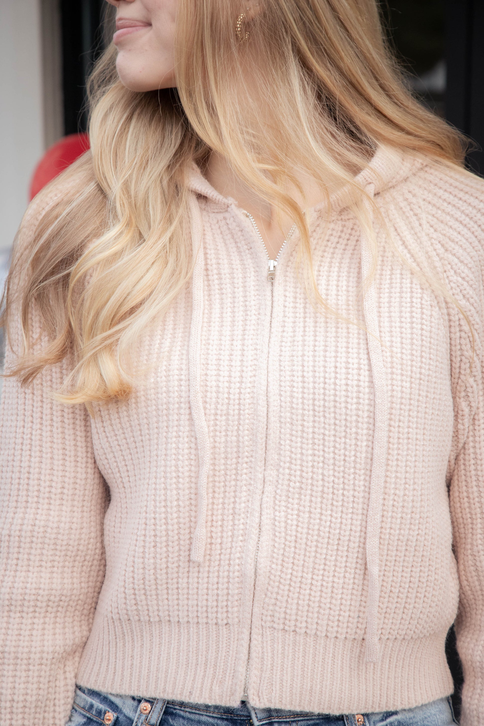  Repair Zip Up Knit Sweater, Blush | Sadie & Sage