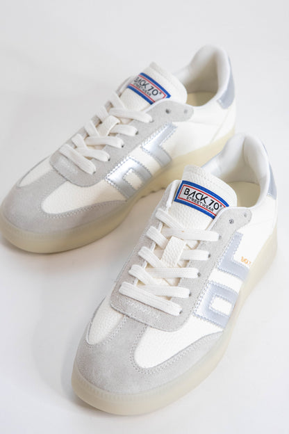  Boston Suede & Leather Sneaker, Metallic Silver | Back 70