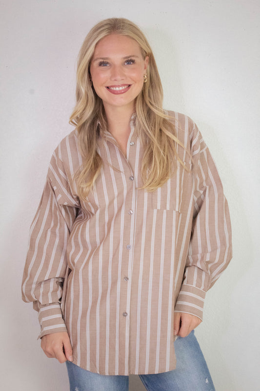  Cordelia Striped Shirt, Brown