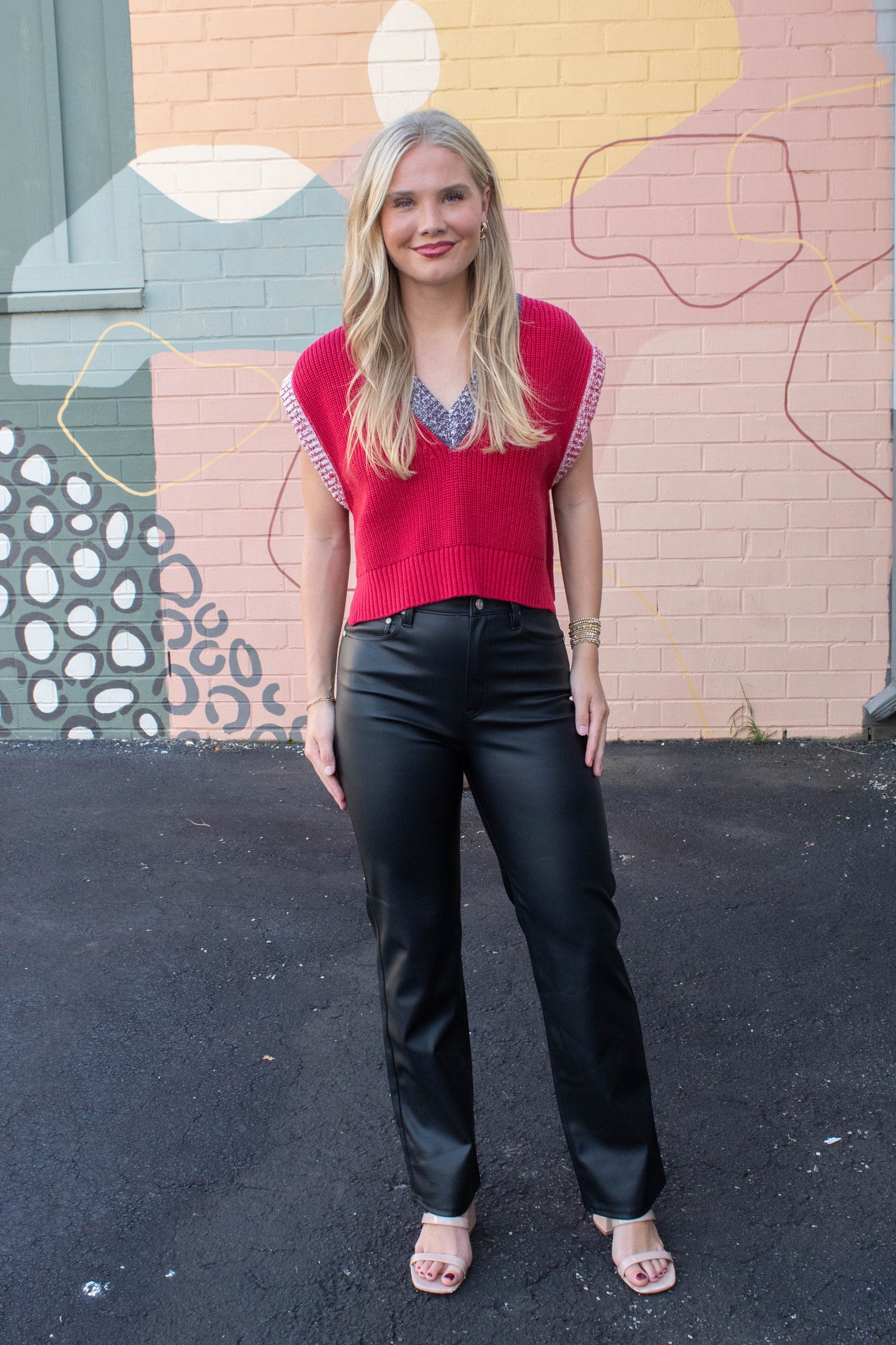  Sundaze High Rise Vintage Straight Faux Leather Pant, Cinematic | Daze