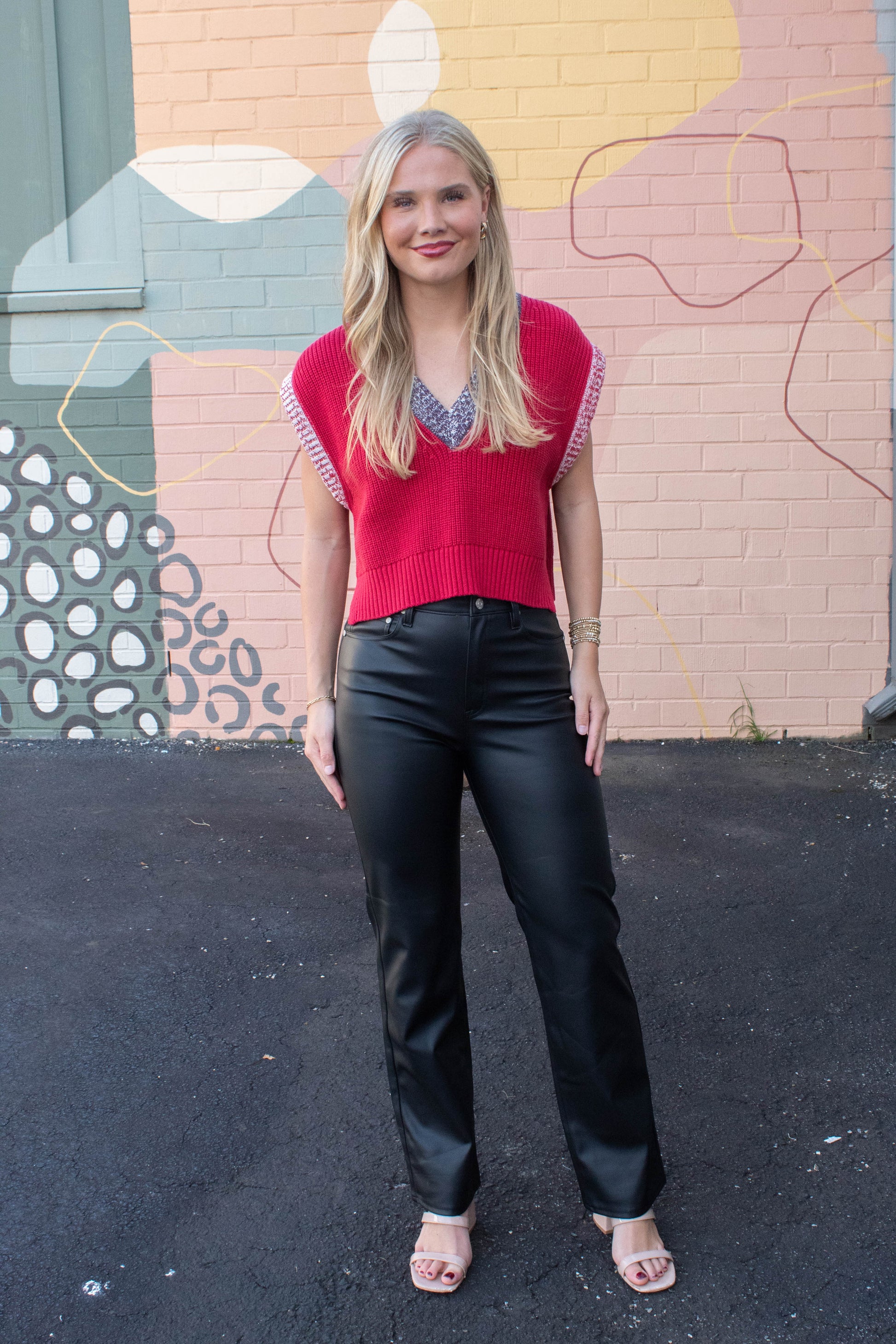  Sundaze High Rise Vintage Straight Faux Leather Pant, Cinematic | Daze