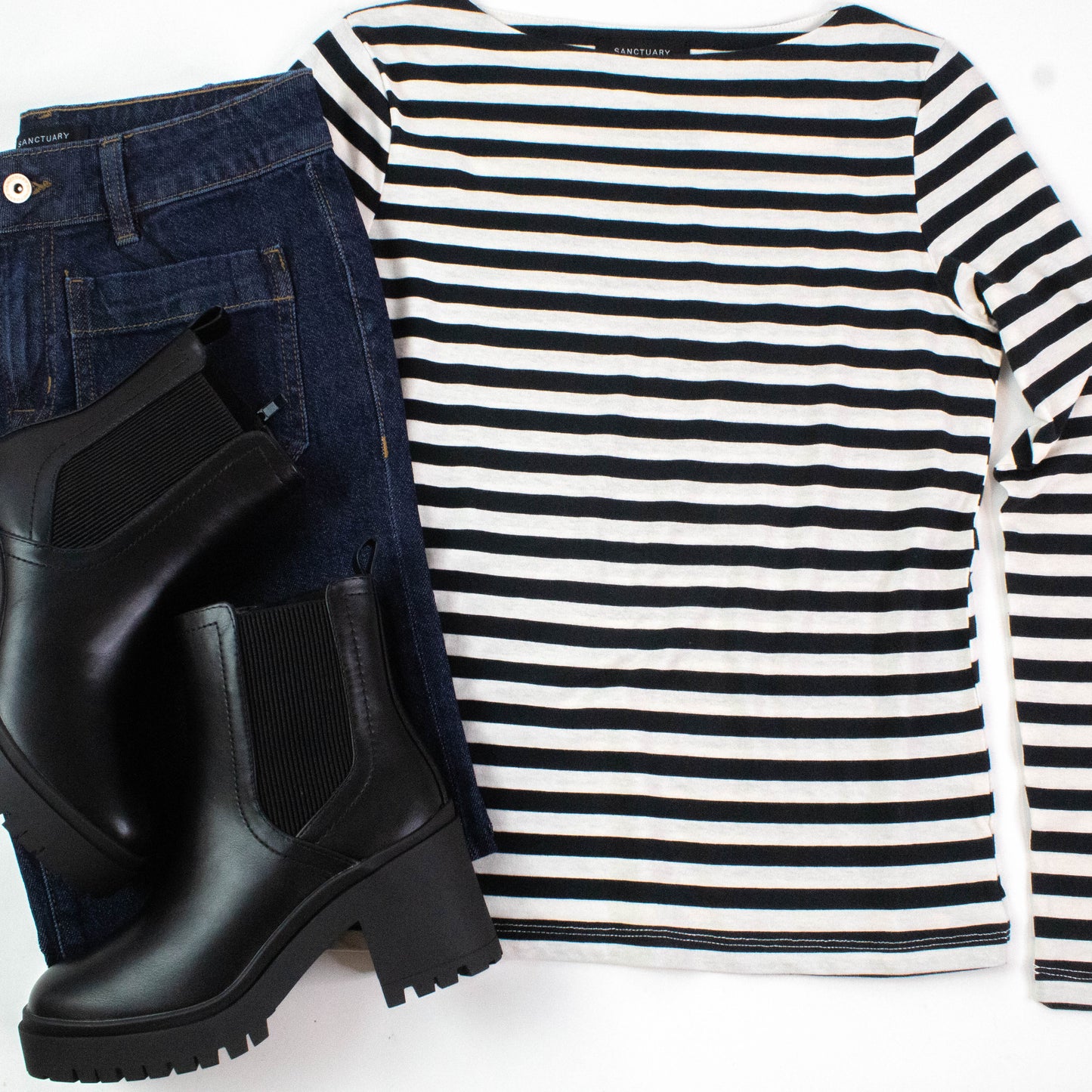  Bethel Boatneck Tee, Light Oat/Black Stripe | Sanctuary