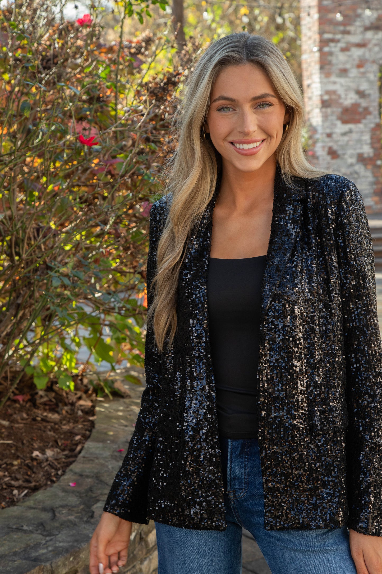  Payton Sequin Blazer, Black | Steve Madden