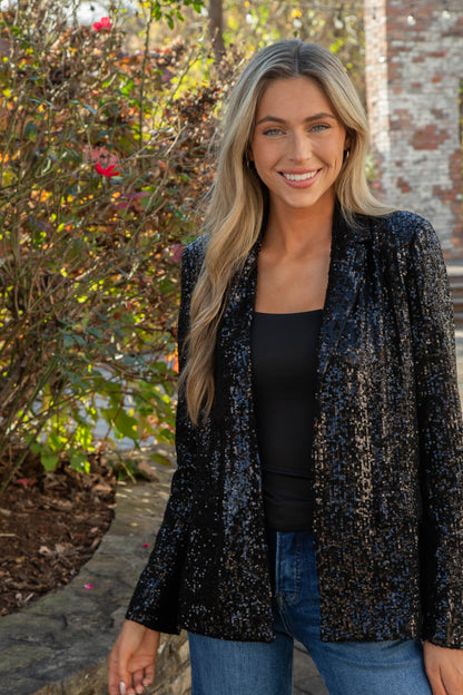  Payton Sequin Blazer, Black | Steve Madden