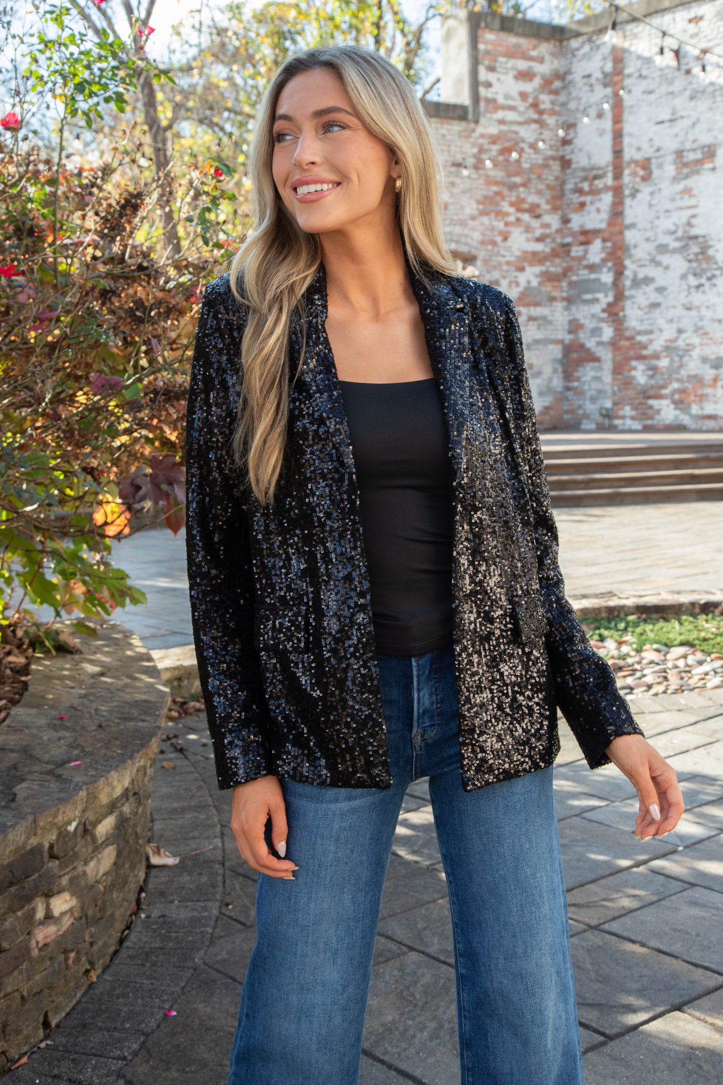  Payton Sequin Blazer, Black | Steve Madden
