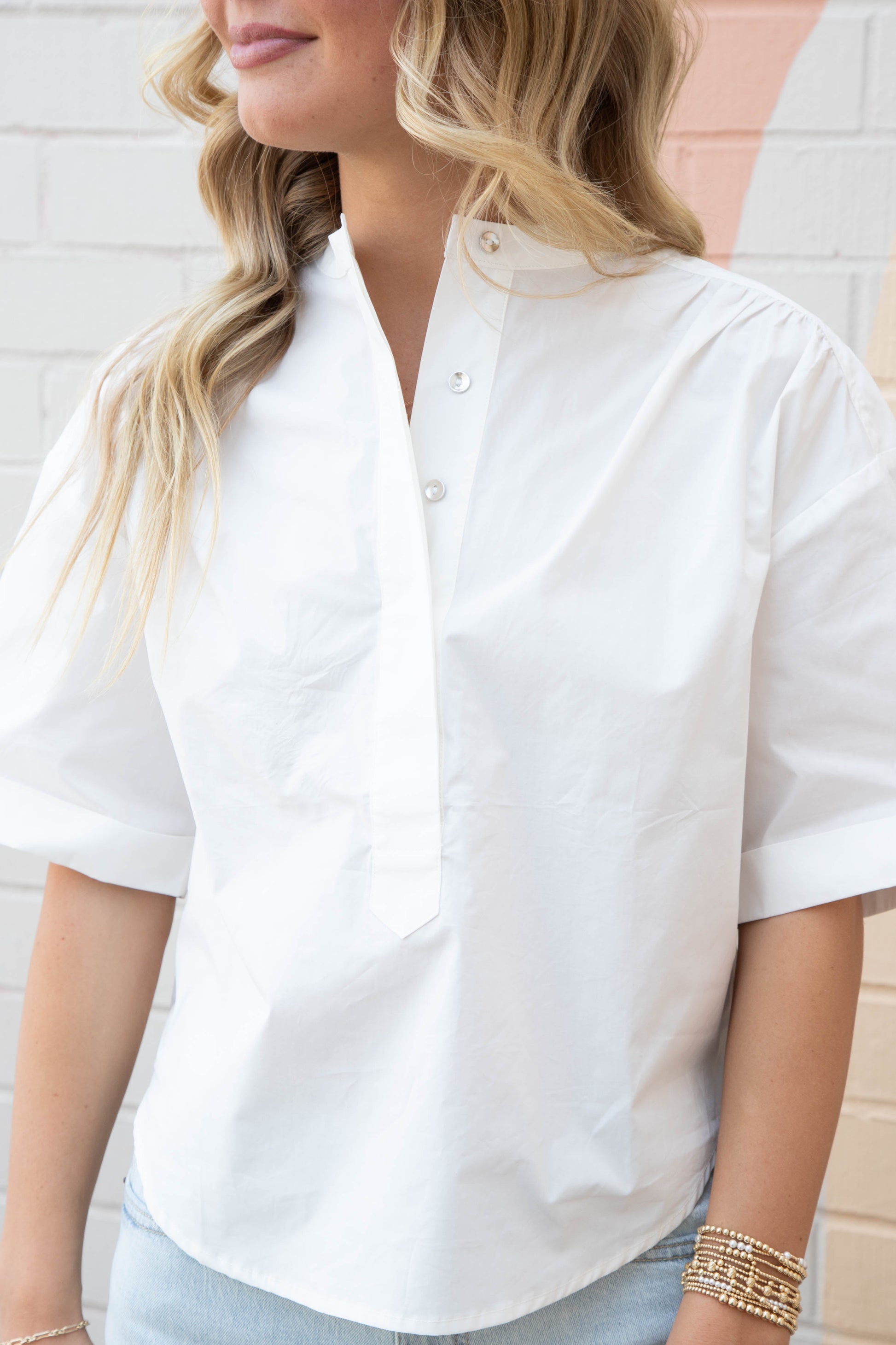  Rebecca Relaxed Popover Top, White | Sanctuary