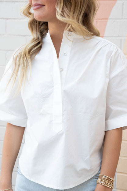 Rebecca Relaxed Popover Top, White | Sanctuary