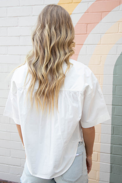  Rebecca Relaxed Popover Top, White | Sanctuary