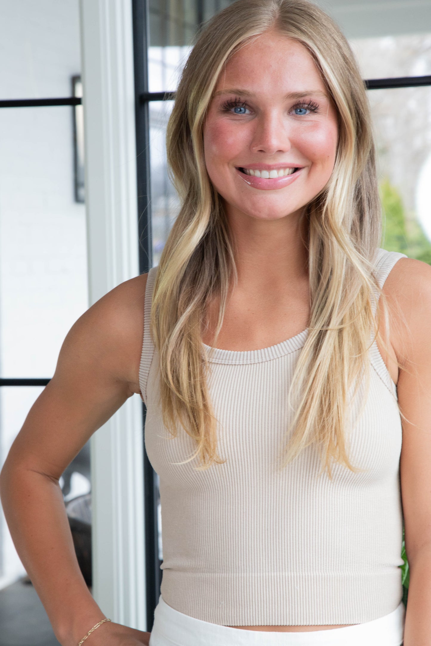  Natalia Mineral Wash Tank Top, Khaki