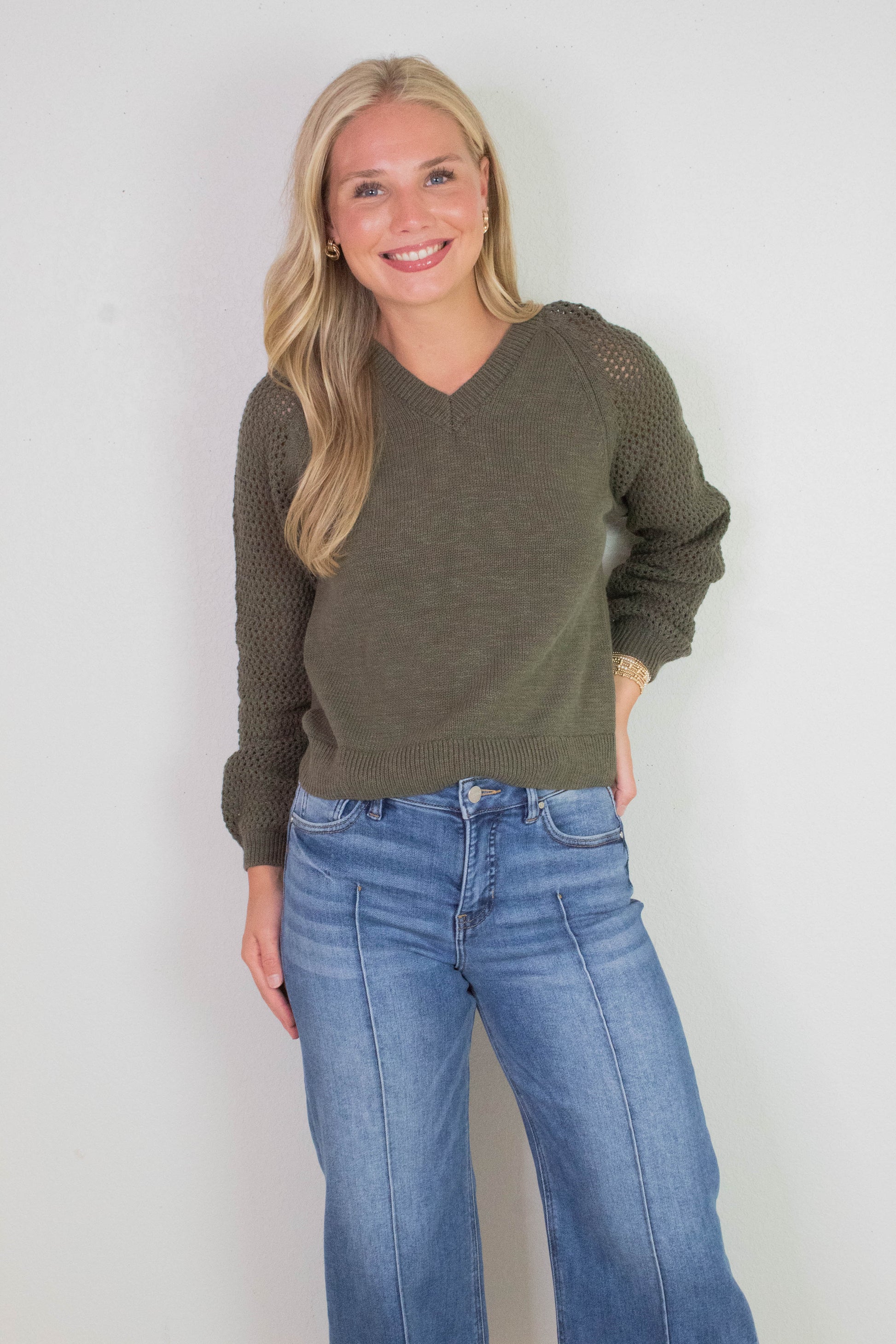  Perfect Time V-Neck Sweater, Kalamata | Sanctuary