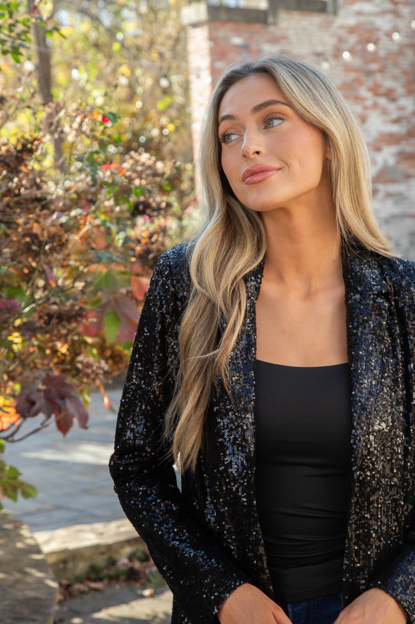  Payton Sequin Blazer, Black | Steve Madden