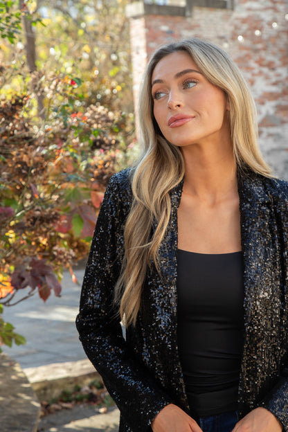  Payton Sequin Blazer, Black | Steve Madden